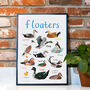 'Floaters' Illustrated Bird Art Print, thumbnail 3 of 3