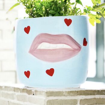 Bright Lush Lips Flower Pot Vase, 5 of 6