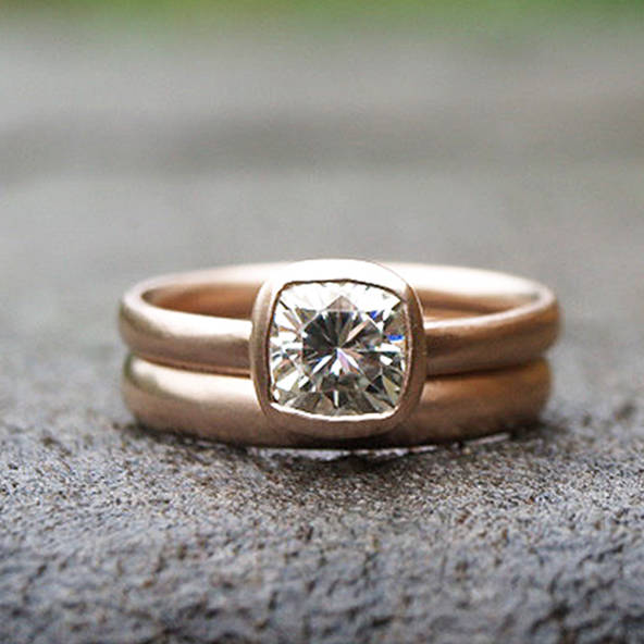 Recycled 9ct Rose Gold Ring Set With 1ct Moissanite, 1 of 5