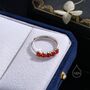 Sterling Silver Natural Red Carnelian Half Infinity Ring, thumbnail 4 of 12