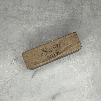 Personalised Dark Wood Ring Box For Weddings, 5 of 8
