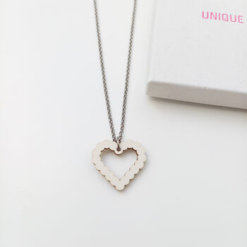 Bubble Heart Wooden Necklace White Sustainable Eco Gift, 3 of 7