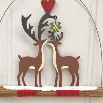 Personalised Kiss Me Deer Decoration, 2 of 2