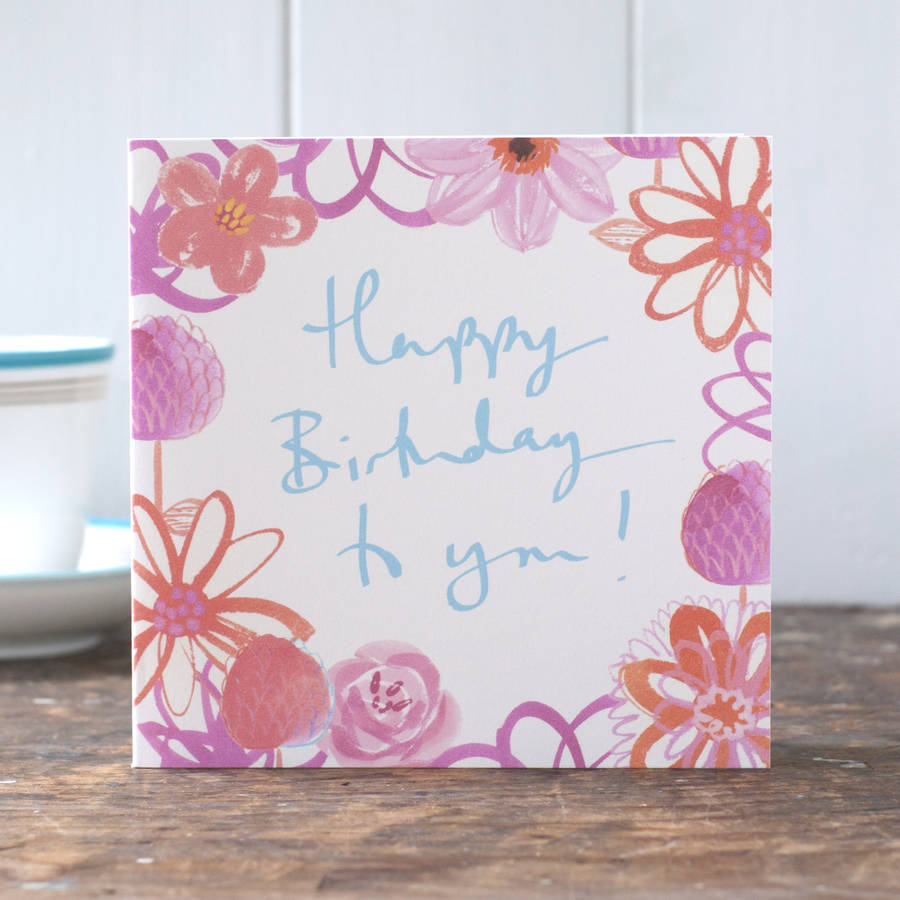 Flower Border Birthday Card For A Woman, 1 of 3