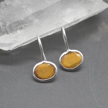 Tigers Eye Silver Drop Earrings, 3 of 8