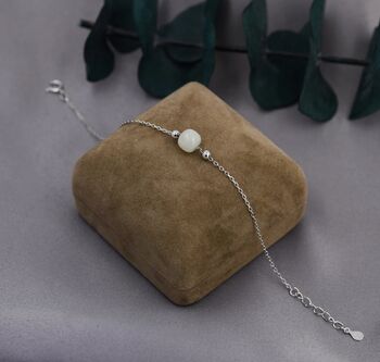 Genuine Milky Jade Cz Floating Bracelet Sterling Silver, 7 of 10