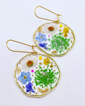 Medium Earrings With Real Flowers In Silver Or Gold, 6 of 12