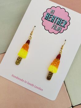 Rainbow Rocket Ice Lolly Glitter Statement Earrings / Summer Party Gift / Bright Statement Jewellery / Handmade Accessories, 2 of 5