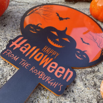 Personalised Happy Halloween Pumpkin Sign, 2 of 3