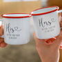 Personalised His And Hers Enamel Mug Set Of Two, thumbnail 1 of 4