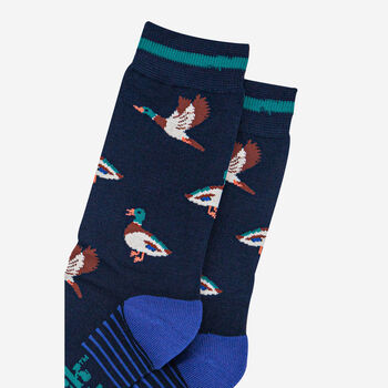 Men's Mallard Duck Bamboo Socks Navy Blue, 2 of 4