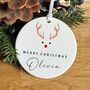 Personalised Merry Christmas Ceramic Ornament For Her Him, thumbnail 1 of 7