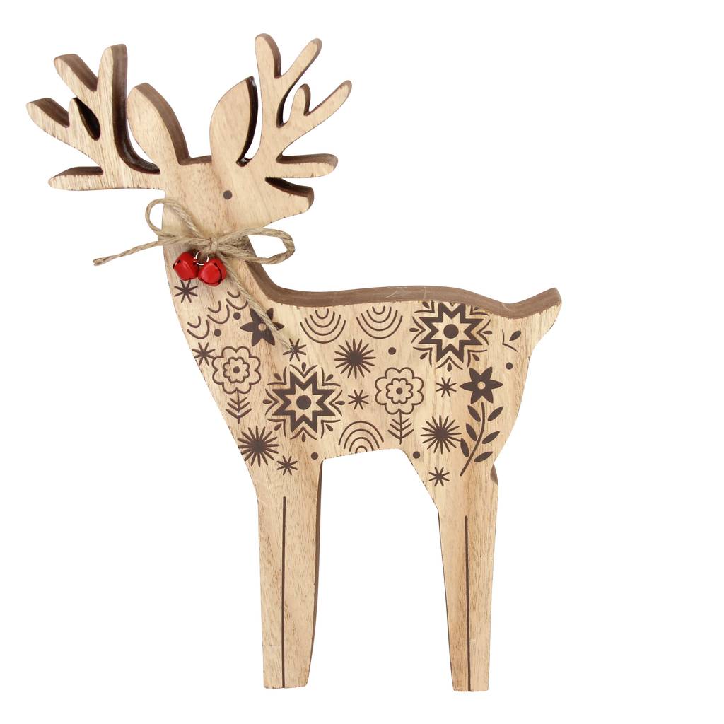 Wooden Reindeer Christmas Ornament Decoration By The Christmas Home