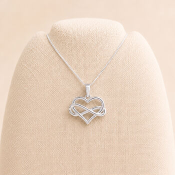 Personalised Small Sterling Silver Infinity Heart Pendant Necklace, 5 of 10