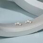Tiny Flower Bouquet Cz Stud Earrings In Sterling Silver, thumbnail 2 of 10