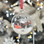 Santa's Flight Baby's 1st Christmas Snow Filled Glass Bauble, thumbnail 1 of 3