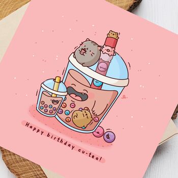 Cute Bubble Tea Birthday Card, 3 of 5