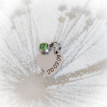 Personalised Heart Charm Name Necklace With Birthstone, 5 of 8