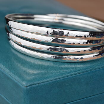 Simple Handmade Hammered Sterling Silver Bangle, 5 of 6