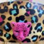 Pink Leopard Print Round Wooden Side Table With Drawer, thumbnail 10 of 10