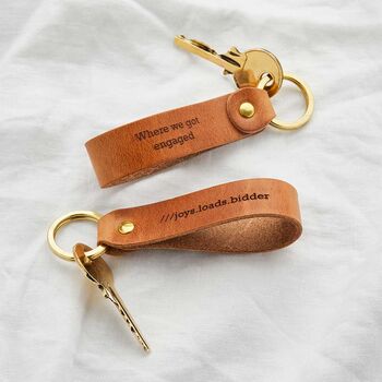 Personalised What3words Leather Keyring, 2 of 4