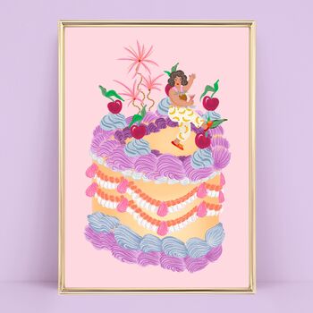 Colourful Fruit Cocktail Cake Personalised Art Print, 3 of 9