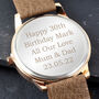 Personalised Men's Rose Gold Tone Watch Brown Strap, thumbnail 3 of 5
