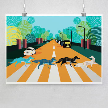 London Prints The Abbey Road Foxes Illustrated Artwork, 3 of 4