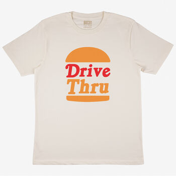 Drive Thru Men’s Slogan T Shirt With Burger Graphic, 3 of 3