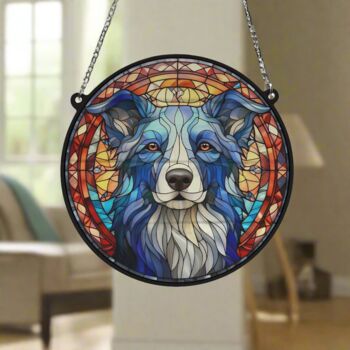 Border Collie Stained Glass Effect Suncatcher, 6 of 9