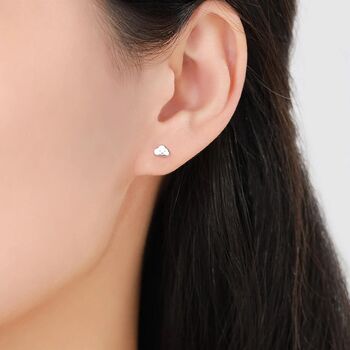 Tiny Cloud Stud Earrings In Sterling Silver, 2 of 12