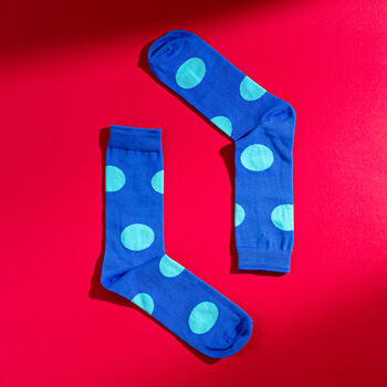 Light Blue Polka Dot Egyptian Cotton Men's Socks, 2 of 4