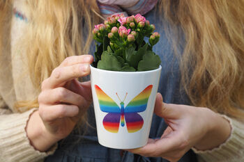 Rainbow Butterfly Personalised Teacher Plant Pot, 2 of 4