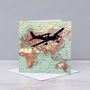 Flying Over World Map Card, thumbnail 1 of 2