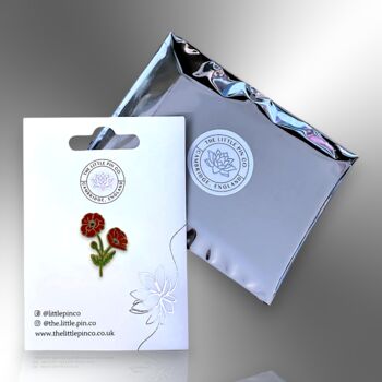 Small Red Poppy Flower Hard Enamel Pin, 6 of 9