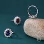 Vintage Inspired Sapphire Blue Cz Ring In Sterling Silver, thumbnail 3 of 9