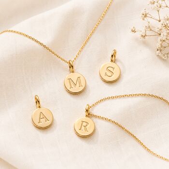 Sterling Silver Or Gold Initial Letter Disc Charms, 2 of 5