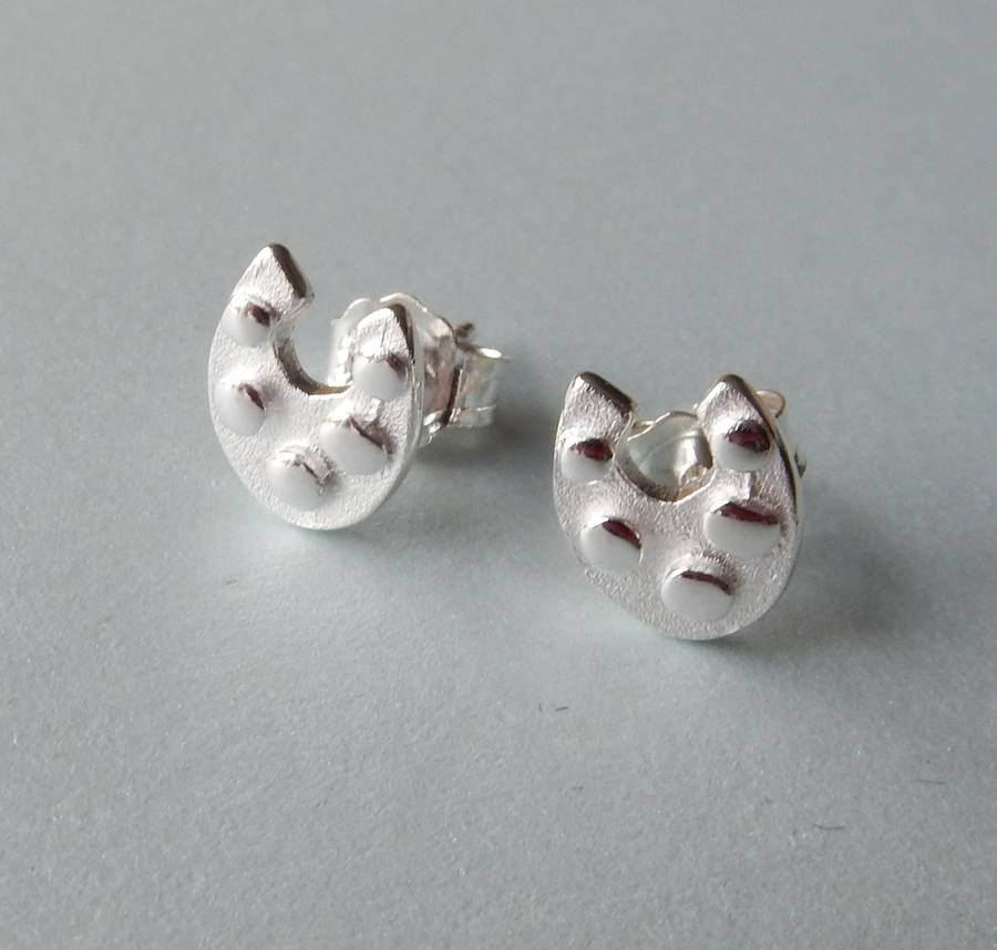 Silver Horseshoe Stud Earrings By Anne Reeves Jewellery Silver Horseshoe Stud Earrings