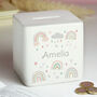 Personalised Baby Girl Rainbow Money Box, thumbnail 1 of 5