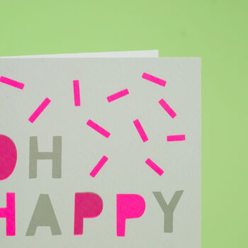 Oh Happy Day! Handmade Card Neon Pink/Grey, 6 of 7