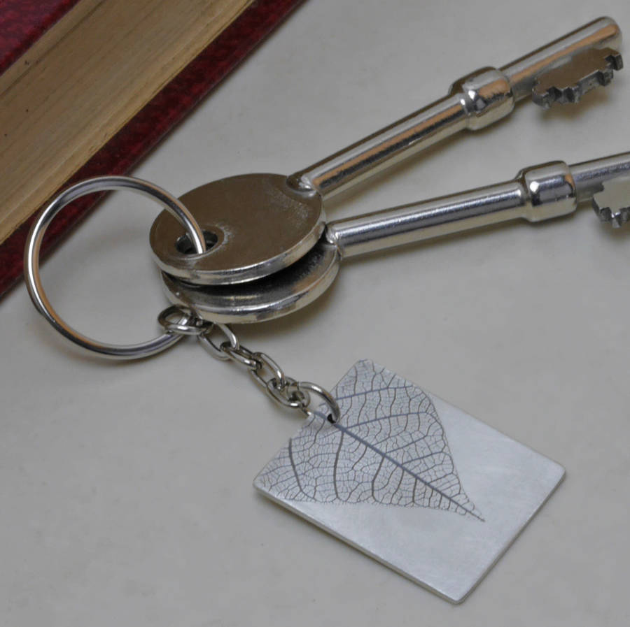 Image of Handmade Sterling Silver Leaf Keyring