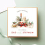 Personalised Dad And Stepmum Food And Drink Christmas Card, thumbnail 1 of 2