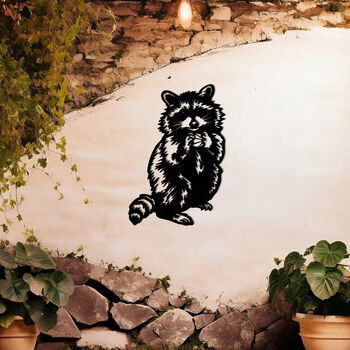 Metal Raccoon Wall Art Outdoor Garden Decor Cute Gift Idea, 5 of 10