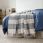 Extra Large Beige And Navy Check Wool Throw, thumbnail 1 of 3