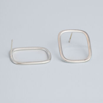 Sterling Silver Rectangle Stud Earrings, 4 of 6