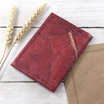 Vegan Teak Leaf Leather Folding Card Holder, 7 of 7