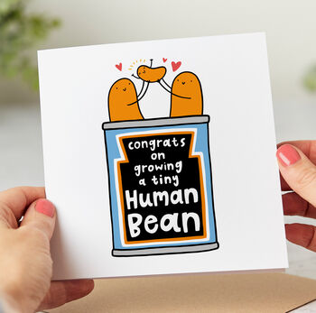 'Growing A Tiny Human Bean' Congrats Card, 2 of 3