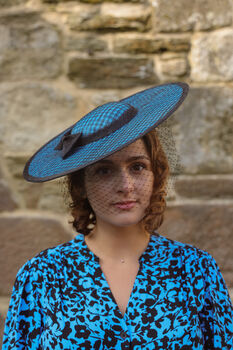 Modern Boater Hat In Black And Turquoise 'Allegra', 6 of 12