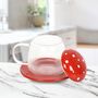 Mushroom Shaped Glass Mug With Lid And Coaster, thumbnail 2 of 6