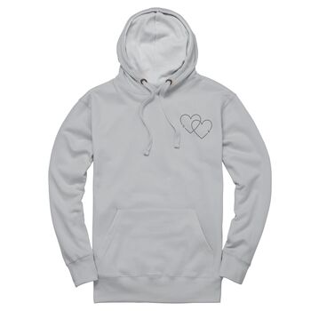 Personalised Initial Double Heart Unisex Hoodie With Initial On Sleeve, 9 of 11